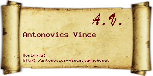Antonovics Vince névjegykártya