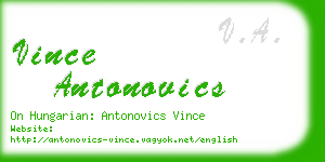 vince antonovics business card